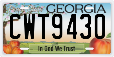 GA license plate CWT9430