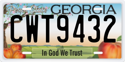 GA license plate CWT9432