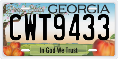 GA license plate CWT9433