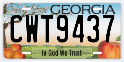 GA license plate CWT9437