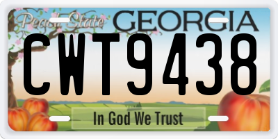 GA license plate CWT9438