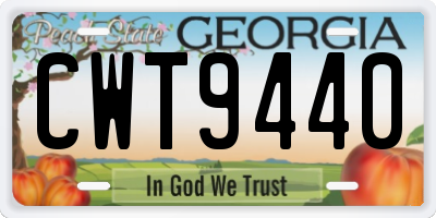 GA license plate CWT9440