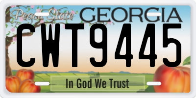 GA license plate CWT9445
