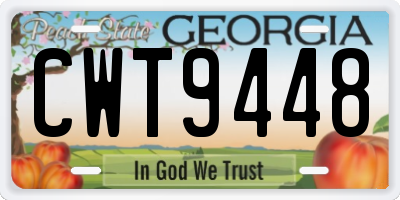 GA license plate CWT9448