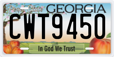 GA license plate CWT9450