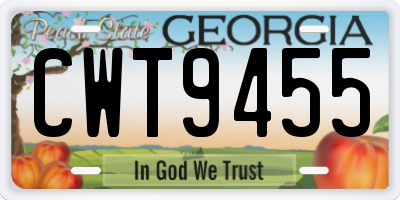 GA license plate CWT9455