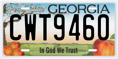GA license plate CWT9460
