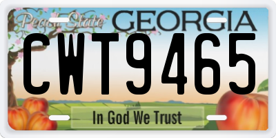 GA license plate CWT9465