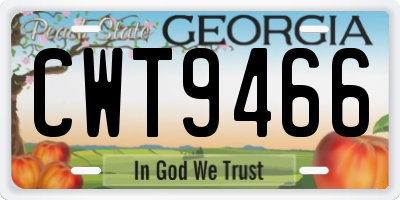 GA license plate CWT9466