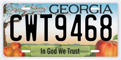 GA license plate CWT9468