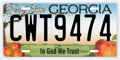 GA license plate CWT9474