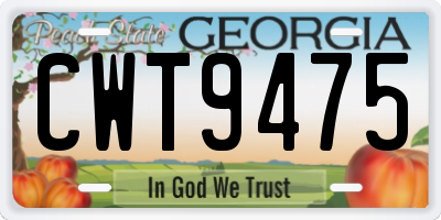 GA license plate CWT9475