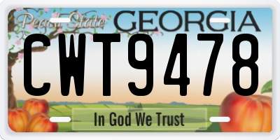 GA license plate CWT9478