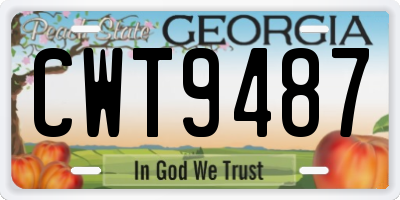 GA license plate CWT9487