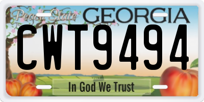 GA license plate CWT9494
