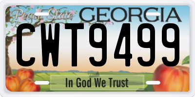GA license plate CWT9499