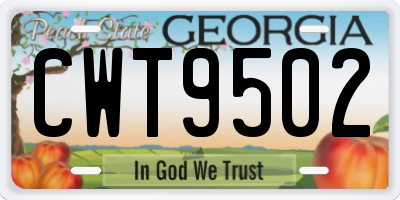 GA license plate CWT9502