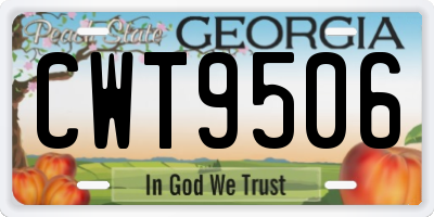 GA license plate CWT9506