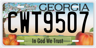 GA license plate CWT9507