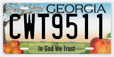 GA license plate CWT9511