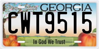 GA license plate CWT9515