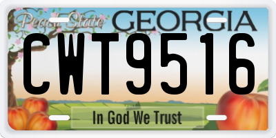 GA license plate CWT9516