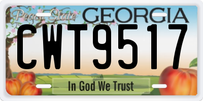 GA license plate CWT9517