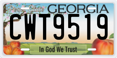 GA license plate CWT9519