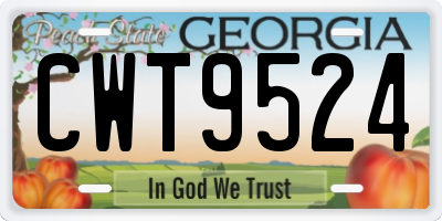 GA license plate CWT9524