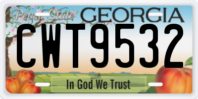 GA license plate CWT9532