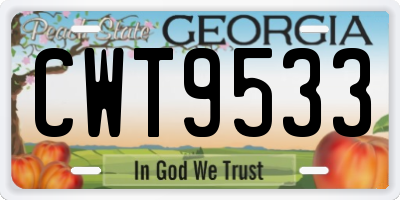 GA license plate CWT9533