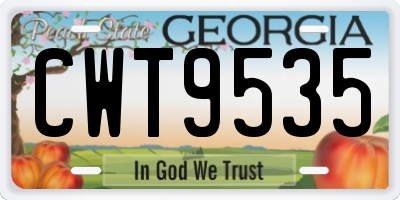 GA license plate CWT9535