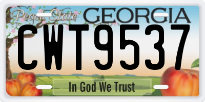 GA license plate CWT9537