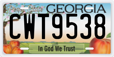 GA license plate CWT9538