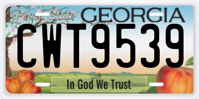 GA license plate CWT9539