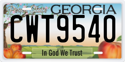 GA license plate CWT9540