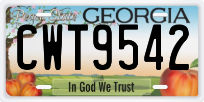 GA license plate CWT9542