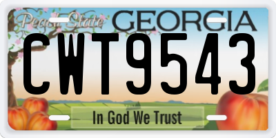 GA license plate CWT9543