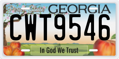 GA license plate CWT9546