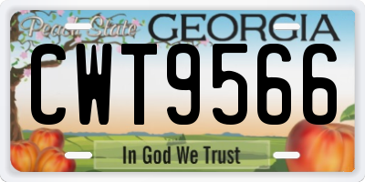 GA license plate CWT9566