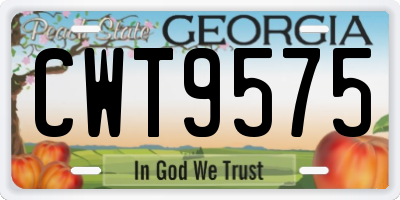 GA license plate CWT9575