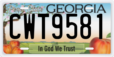 GA license plate CWT9581