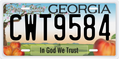 GA license plate CWT9584