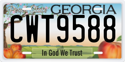 GA license plate CWT9588