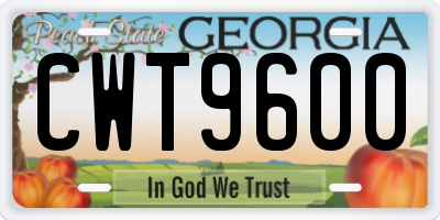 GA license plate CWT9600