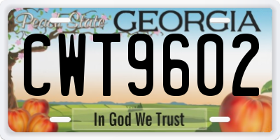 GA license plate CWT9602