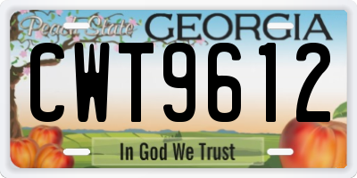 GA license plate CWT9612
