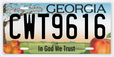 GA license plate CWT9616