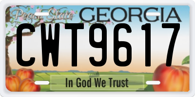 GA license plate CWT9617