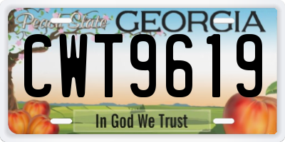 GA license plate CWT9619